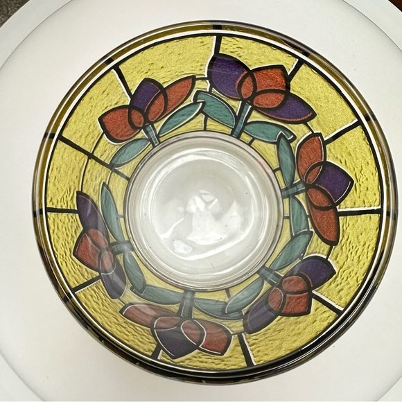 Vintage MCM West Virginia Tulip Design Faux Stained Glass Ice Bucket / Planter - Picture 6 of 9
